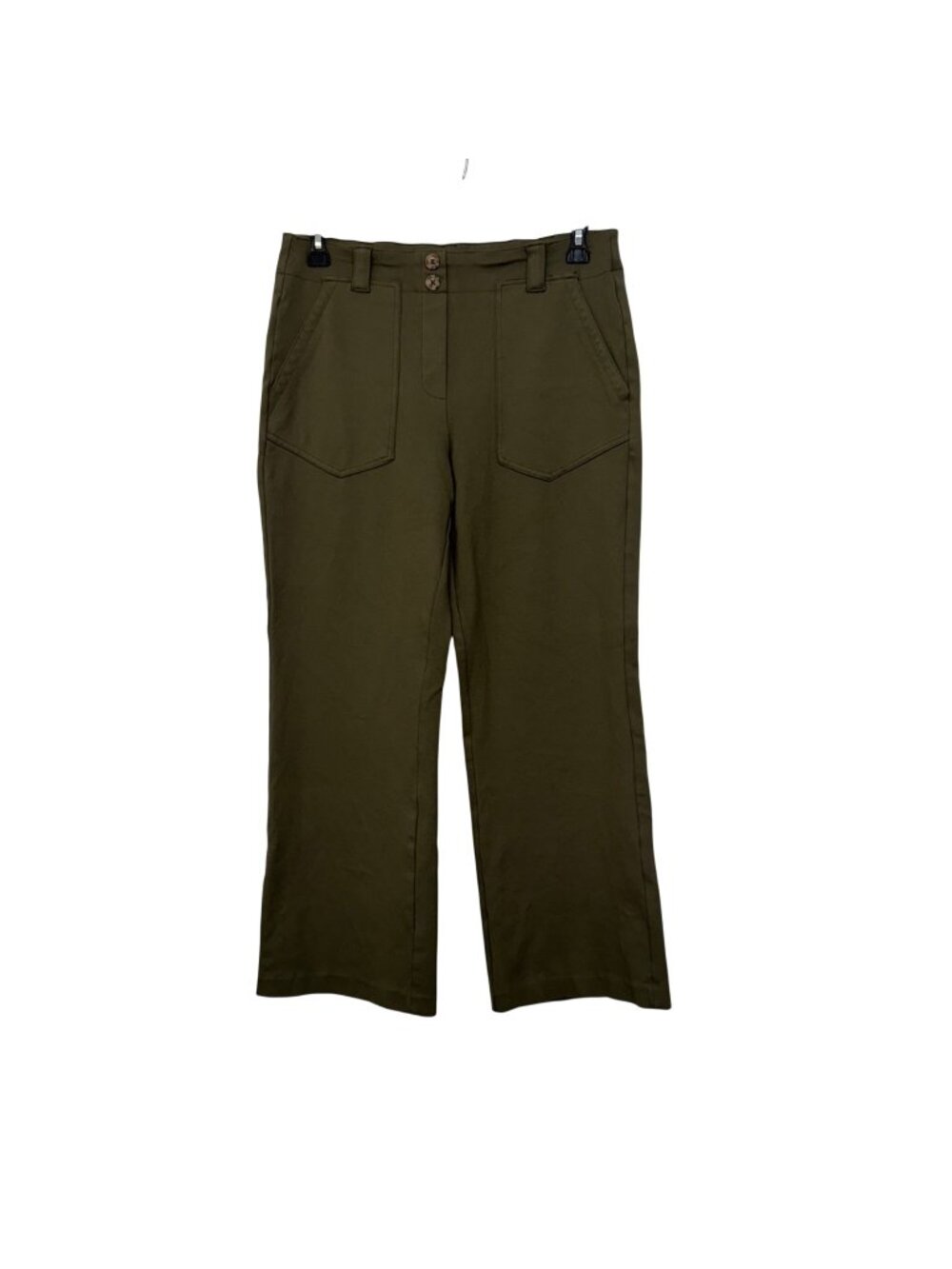Autres Filles Women Olive Green Wide-Leg Hi-Rise Pants L/G Stretch Rayon Blend